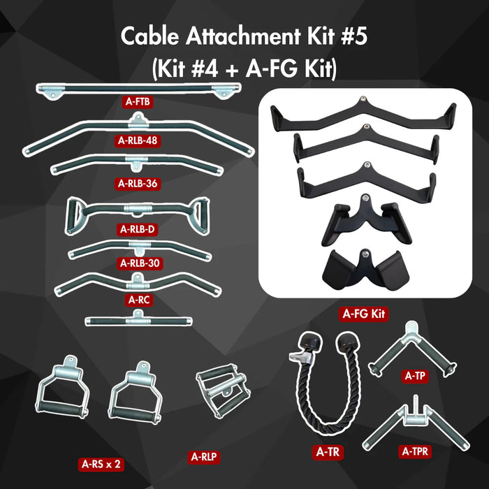 Ultimate Cable Attachment Kit - Cable Attachment Kit #5 - Muscle D Fitness - Lat Bar Double Handle Kit A-CAK-5