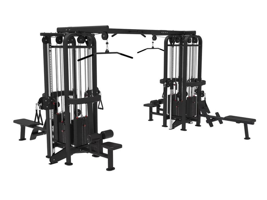 8 Stack Megatron Standard Jungle Gym - 2 Colors - Muscle D Fitness - Black/Silver Lat Pulldown Pull-up Low Row Single/Double Pulleys MDM-8R