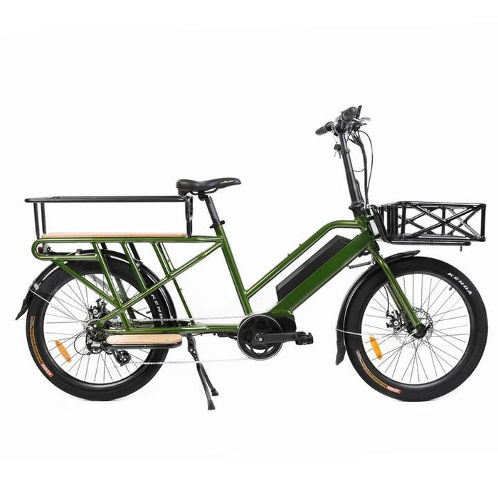 Eunorau 24" 48V500W Mid Motor Electric Long Trail Cargo Bike for Family Wagon or Ubereats Delivery G20-CARGO